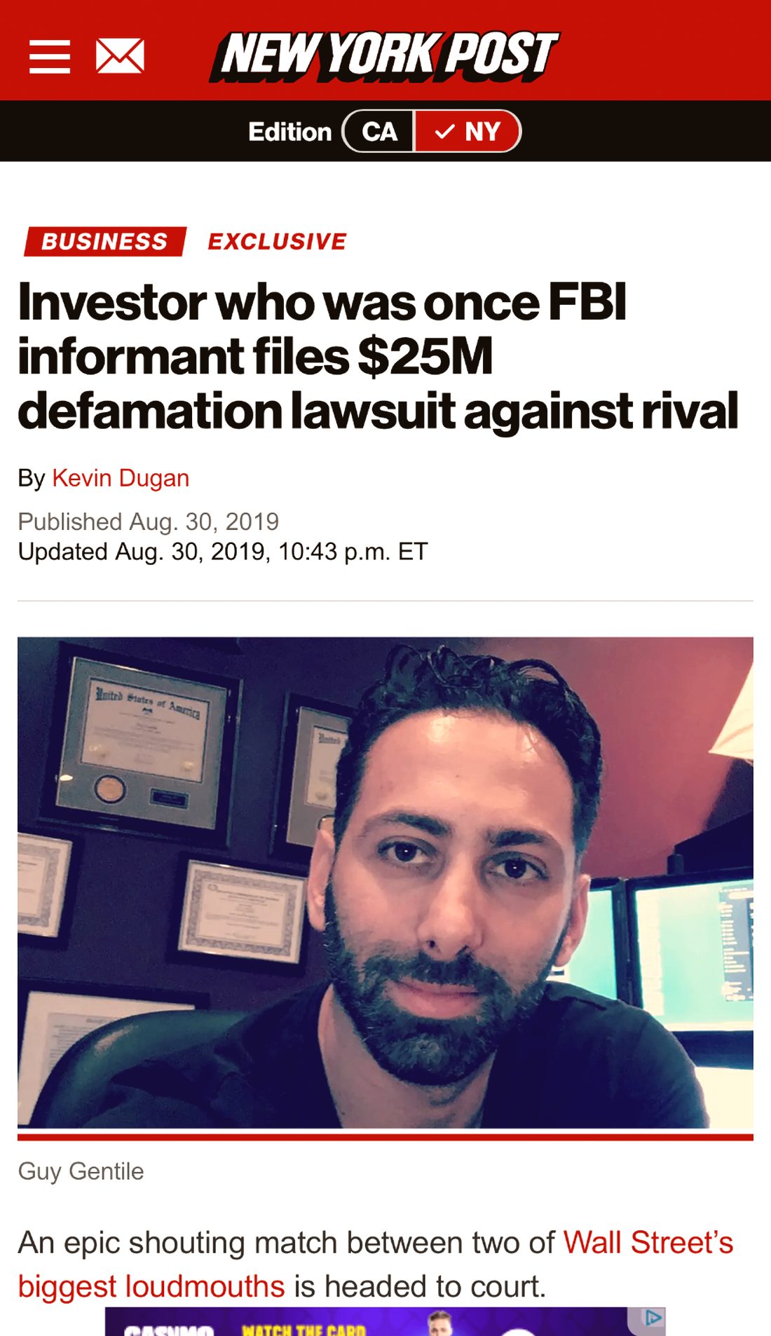 Files $25M defamation suit against rival